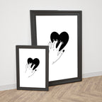 Love in Hand | Black Heart Hand Art – Modern Emotional Wall Poster