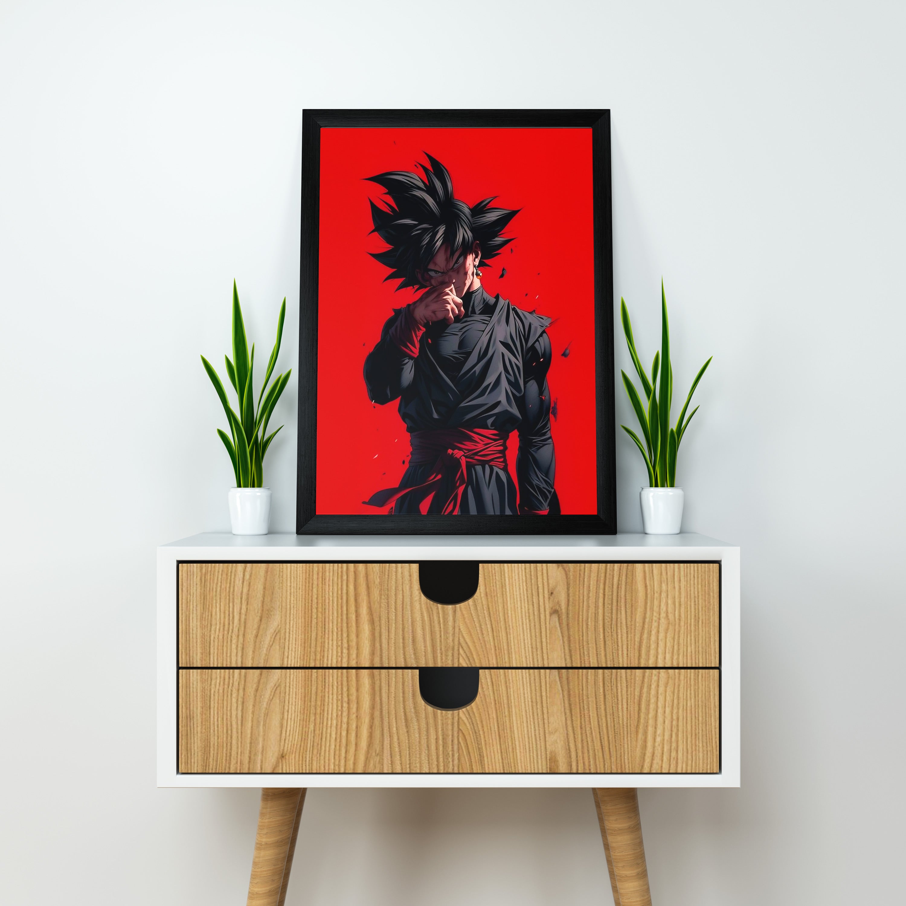 Dark Goku | Dekorama Framed Wall Art | Anime Wall Frames | Framed Paintings - Matt Black Frame (Black Framed)