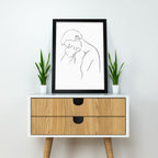 Lovers in Line – Modern Black & White Romantic Print