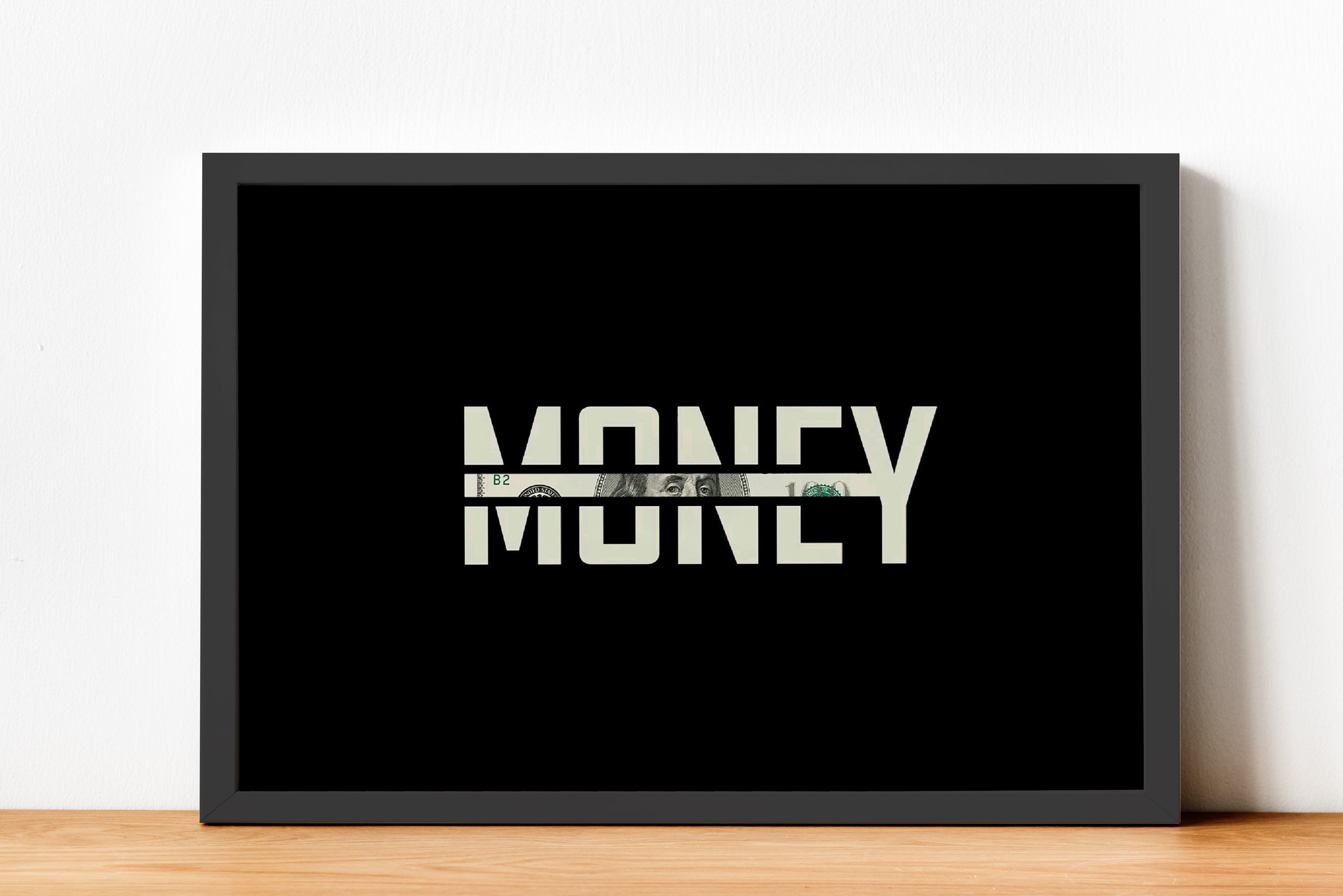 Money Black & White | Motivational Wall posters | Black Framed poster