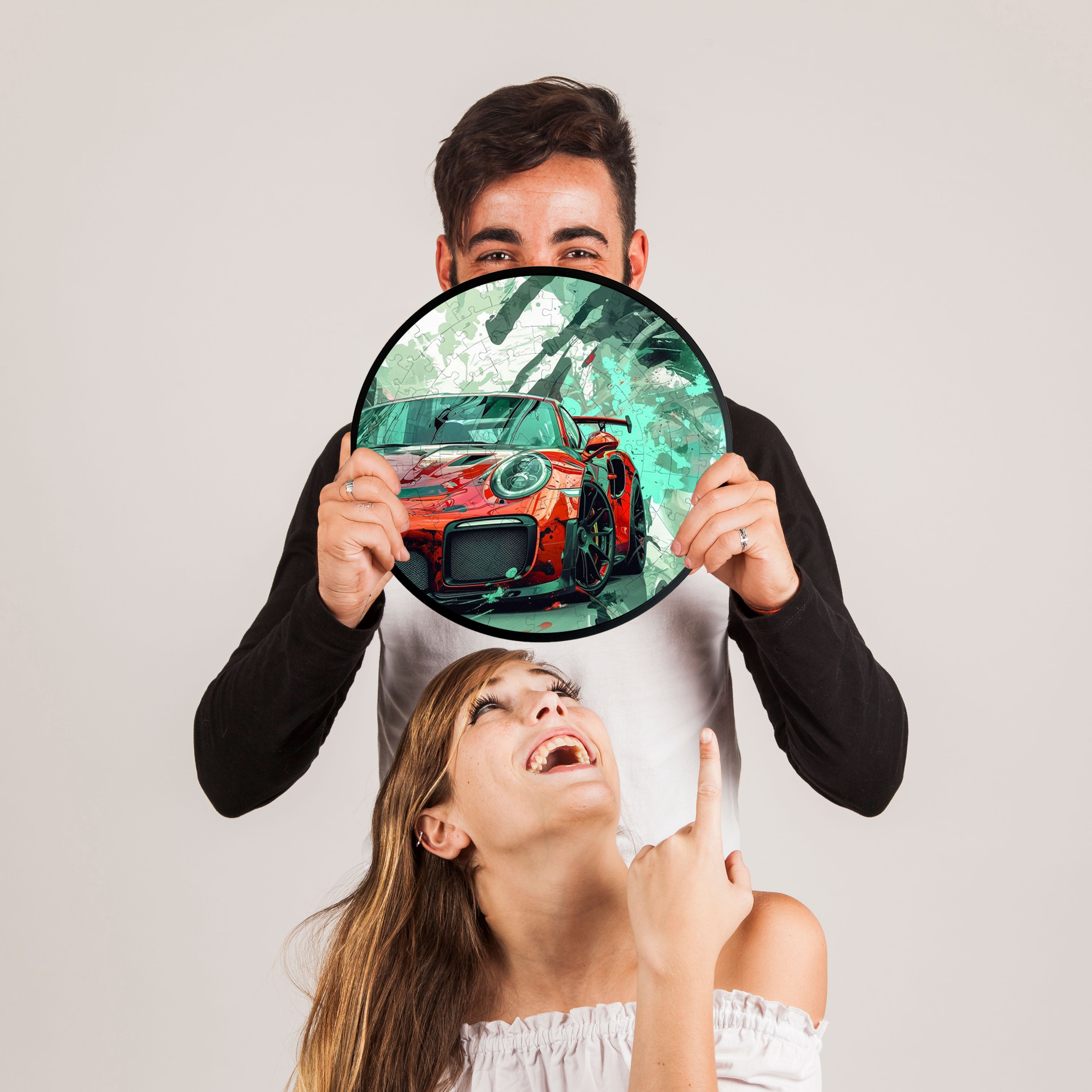Jurojin Junction Circular Frame Jigsaw Puzzle for Couples  | Porsche Puzzles | 160 Piece Circular Jigsaw Puzzle for Adults & Kids above 15+ Years | Puzzle Games for Car Lovers
