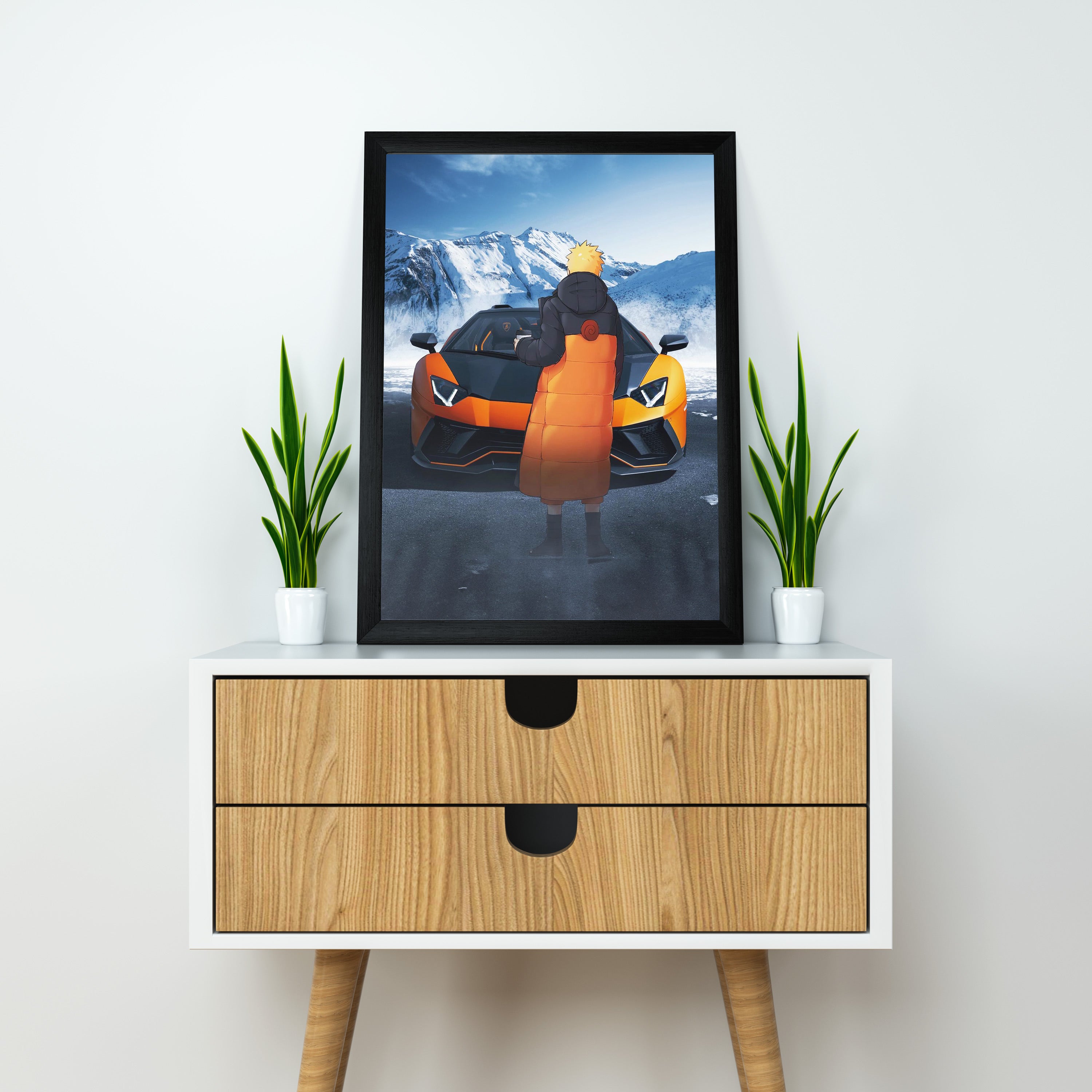Naruto X Lamborgini | Dekorama Framed Wall Art | Anime Wall Frames | Naruto Poster