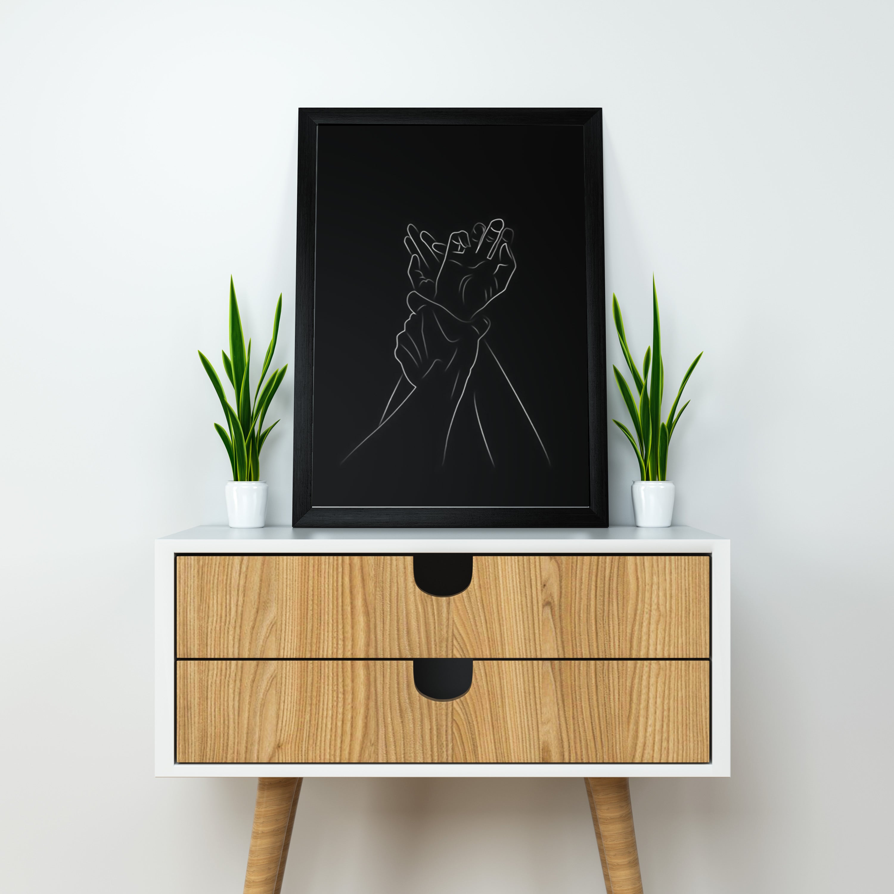 Embrace in Darkness – Romantic Line Drawing Art | Sensual Hand Illustration Poster