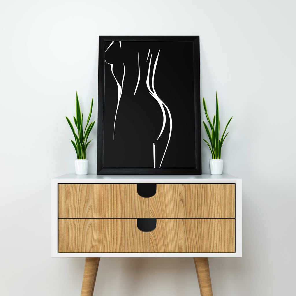 Minimalist Nude Line Art Poster – Black & White| Sketch Line Painting | Simple Abstract Art
