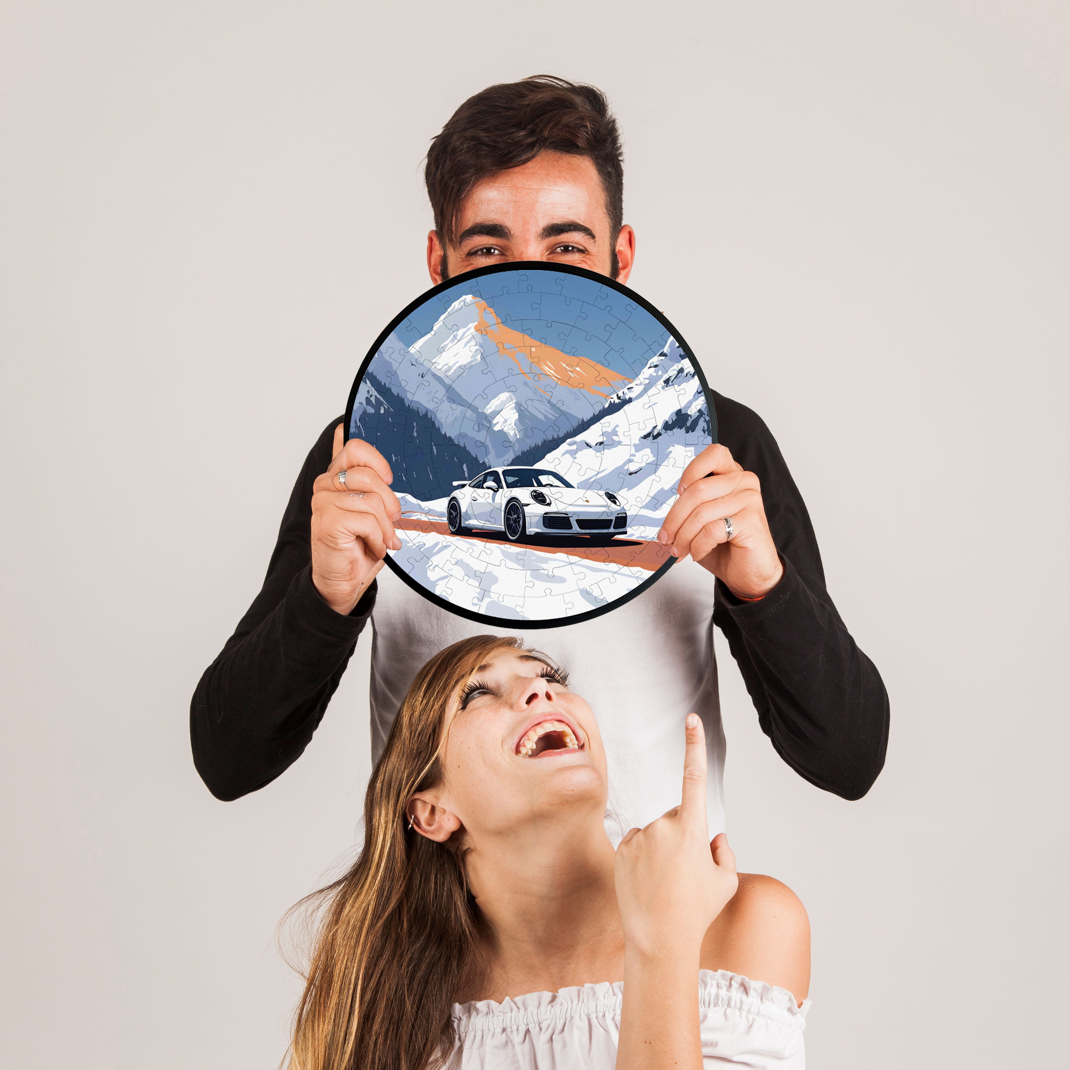Jurojin Junction Circular Frame Jigsaw Puzzle for Couples  | Porsche Puzzles | 160 Piece Circular Jigsaw Puzzle for Adults & Kids above 15+ Years | Puzzle Games for Car Lovers