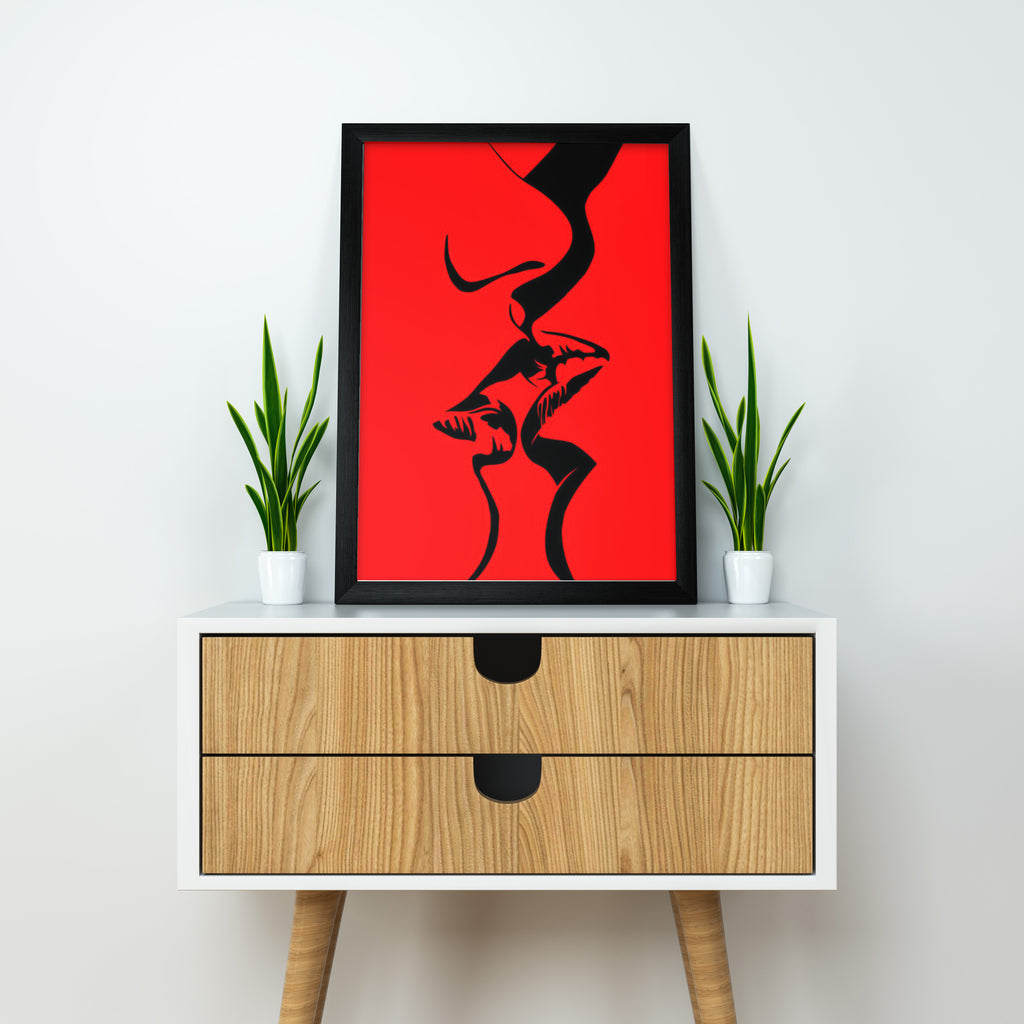 Kiss People | Kissing Love Lips | Simple Abstract Art