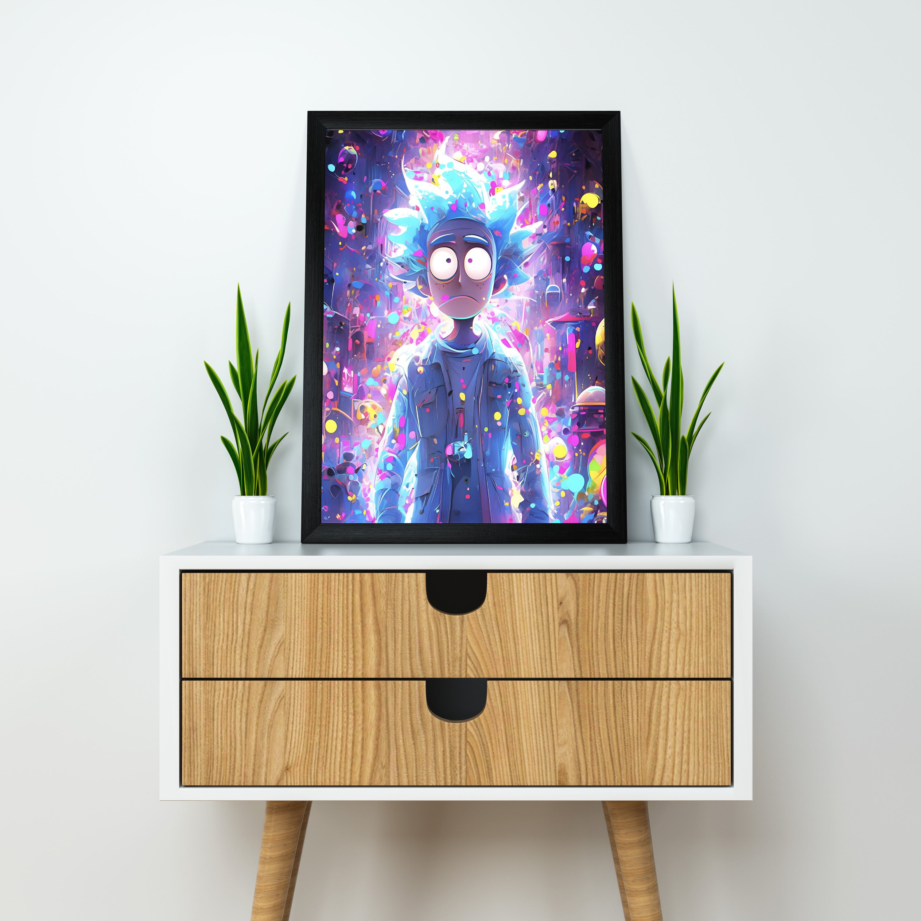 Neon Multiverse Rick" – Trippy Sci-Fi Wall Poster | Dekorama Framed Wall Art | Anime Wall Frames & Posters