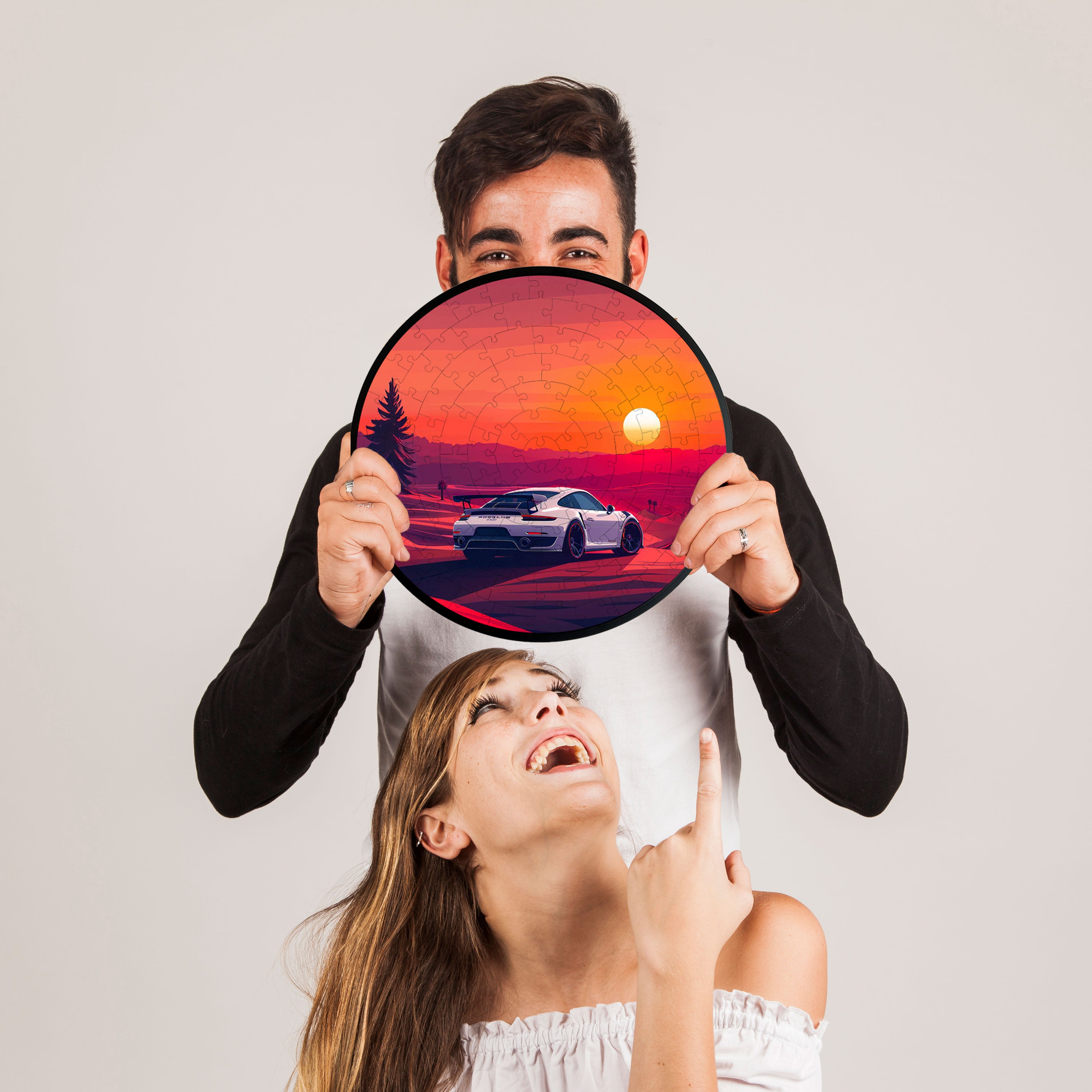 Jurojin Junction Circular Frame Jigsaw Puzzle for Couples  | Porsche Puzzles | 160 Piece Circular Jigsaw Puzzle for Adults & Kids above 15+ Years | Puzzle Games for Car Lovers