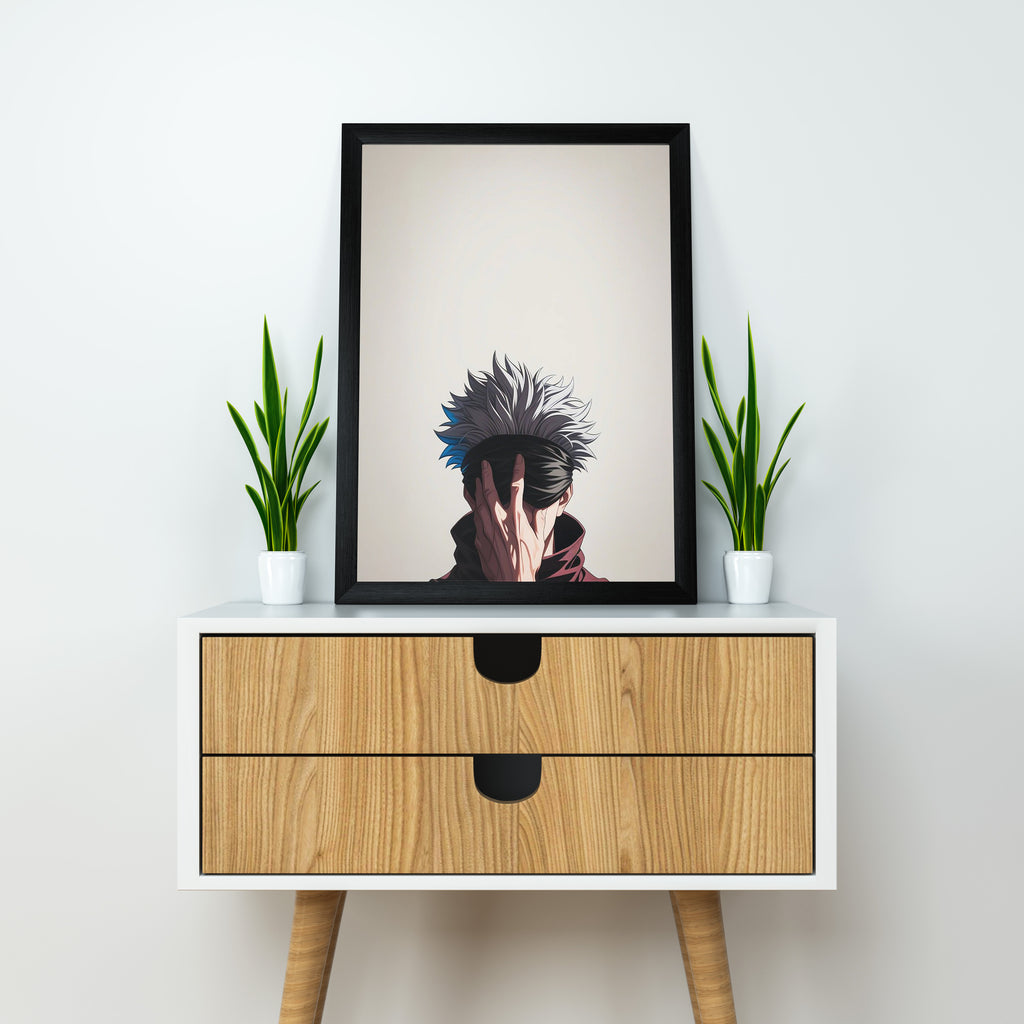 Satoru Gojo | Jujutsu Kaisen Framed Poster | Anime Framed Posters - Matt Black Frame ( Black Framed,Gojo Satoru)