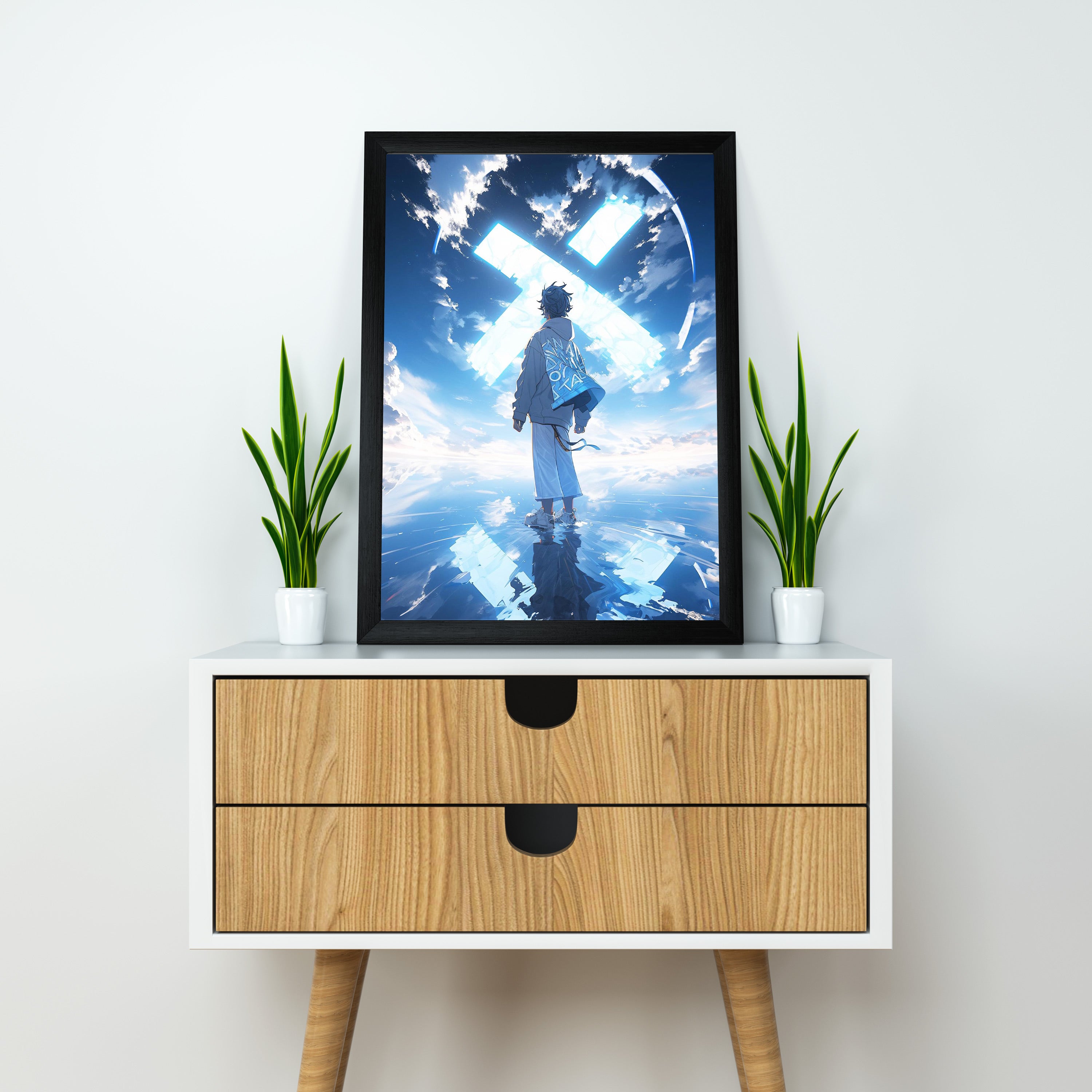 Dreamwalker Anime Poster – Surreal Sky Reflection | Dekorama Framed Wall Art | Anime Wall Frames & Posters