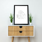 Tender Moment – Minimal Couple Illustration for Home Decor | Black & White Intimate Line