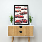 Ferrari Evolution Poster – Classic to Modern Supercar  | Dekorama Framed Wall Art |  Cars Framed Posters