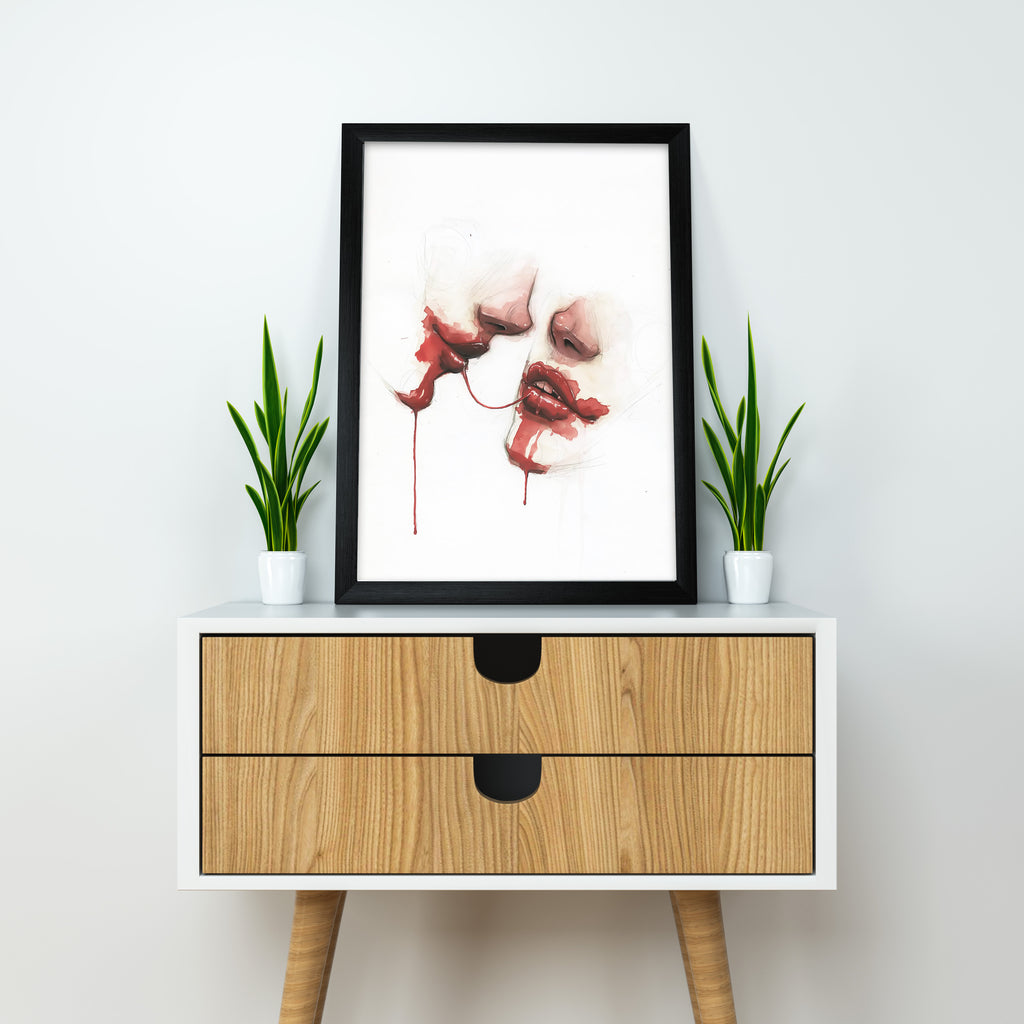 Twisted Passion – Minimalist Dark Romance Poster | Bold Expressionist Wall Art