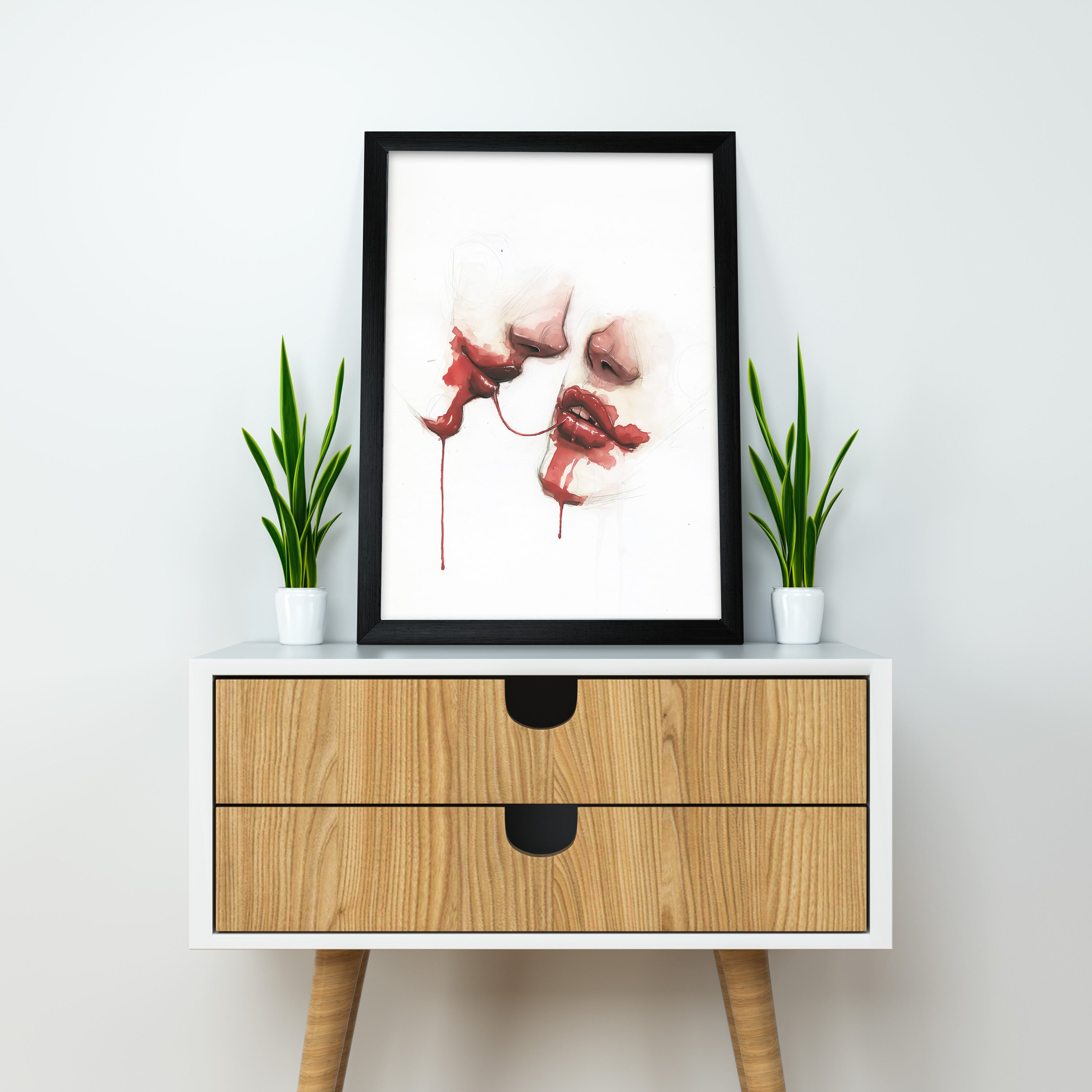 Twisted Passion – Minimalist Dark Romance Poster | Bold Expressionist Wall Art