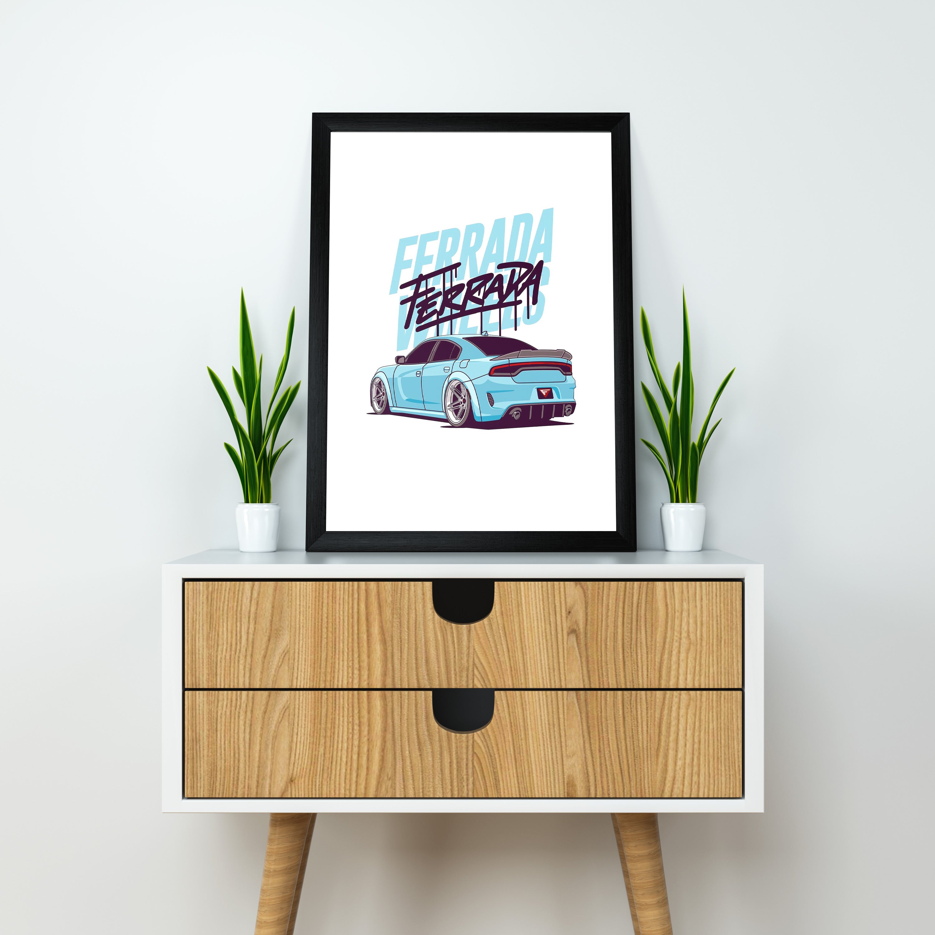 Ferrada Blue Dodge Charger Poster – JDM Car Wall Art | Dekorama Framed Wall Art |  Cars Framed Posters