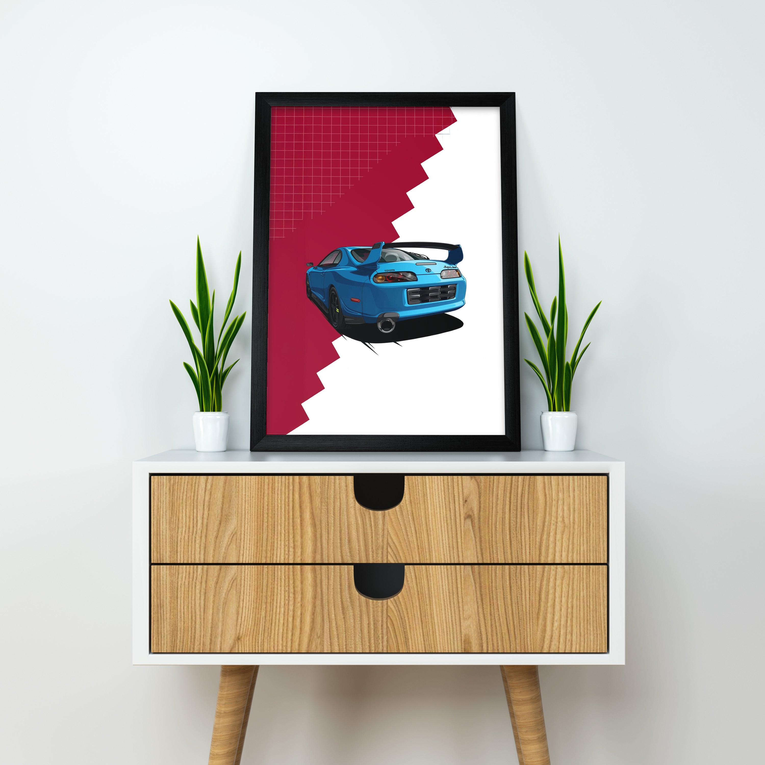 Toyota Supra | Car Framed Poster | Toyota Supra Framed Posters (Black Framed, Classic car)