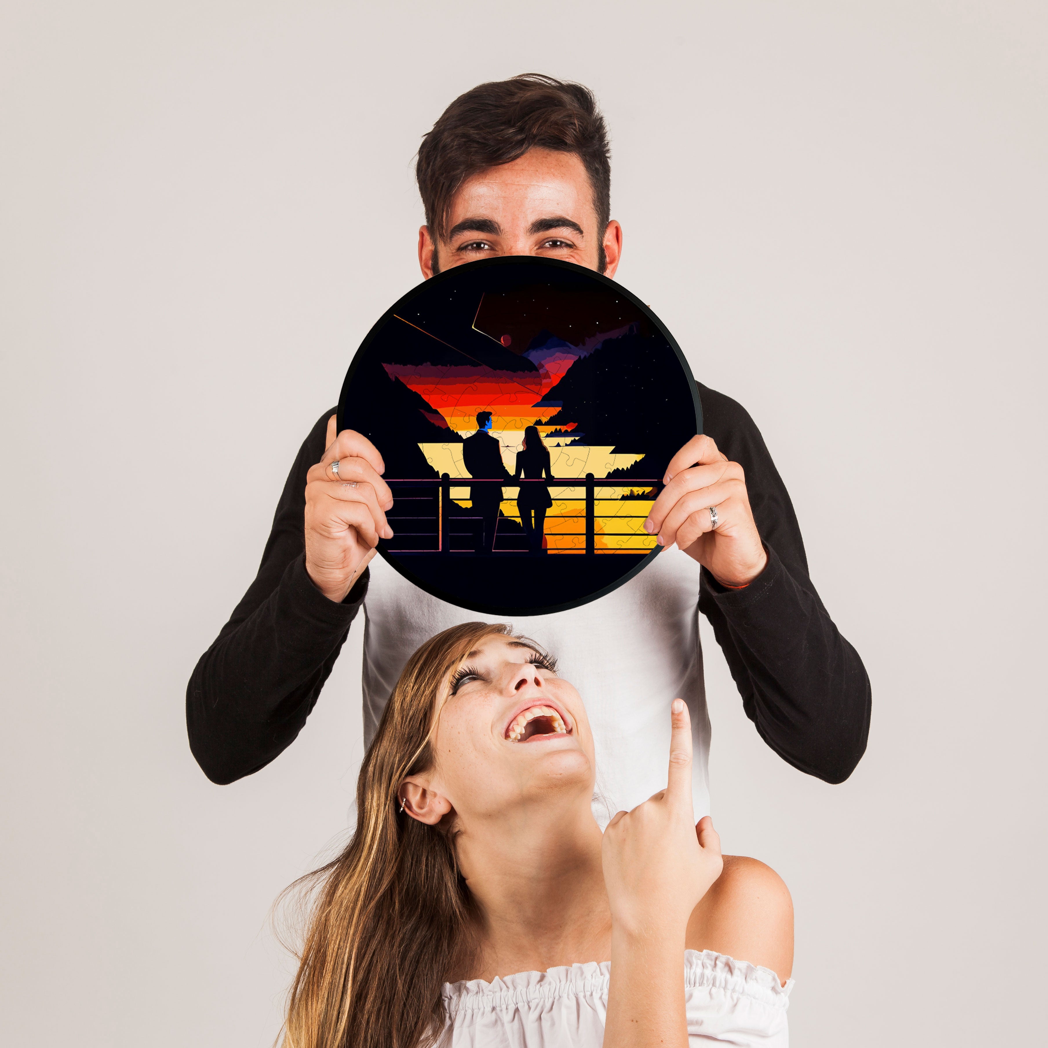 Jurojin Junction Circular Frame Jigsaw Puzzle for Couples  | Couple Puzzles | 160 Piece Circular Jigsaw Puzzle for Adults & Kids above 15+ Years | Puzzle Games for Couples