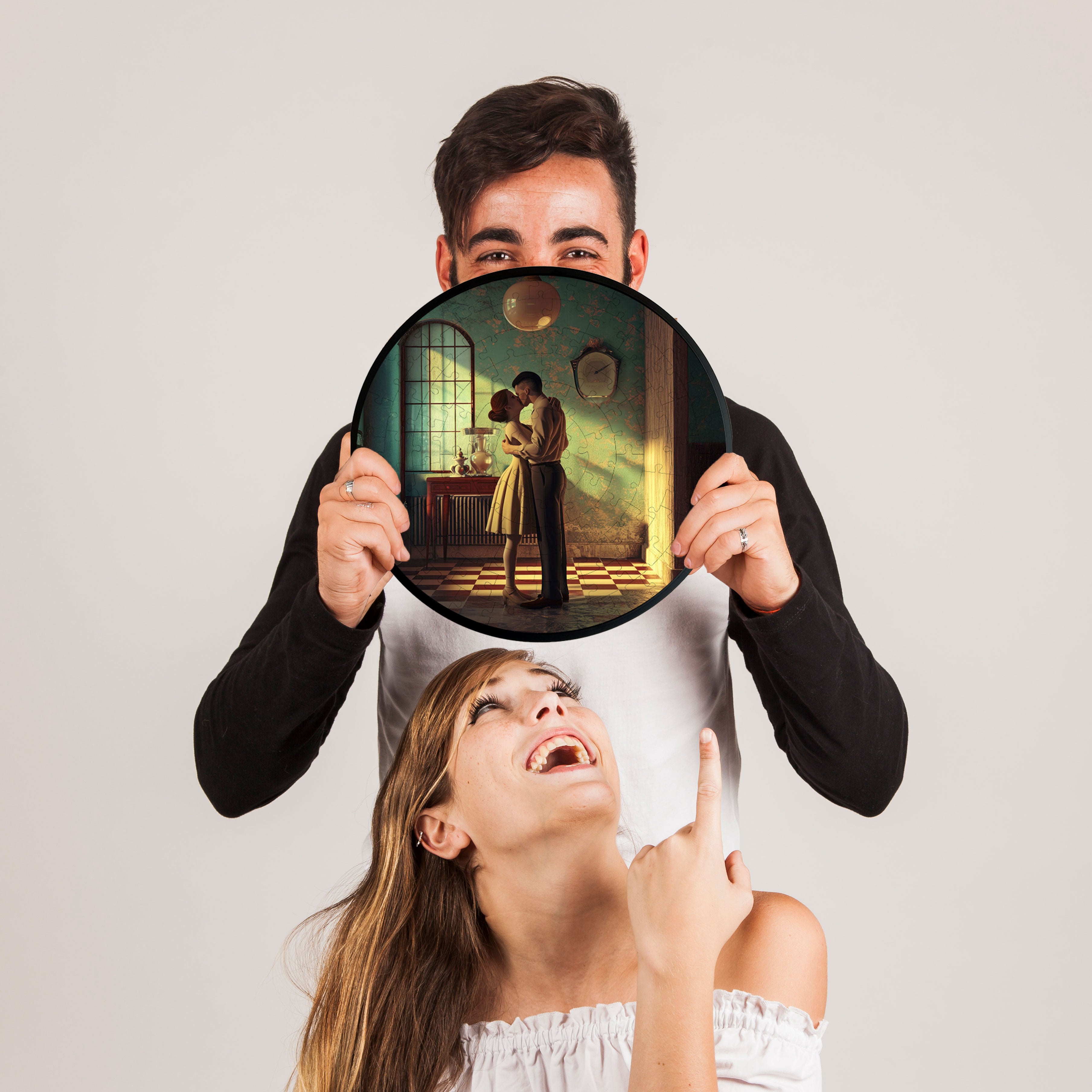 Jurojin Junction Circular Frame Jigsaw Puzzle for Couples  | Couple Puzzles | 160 Piece Circular Jigsaw Puzzle for Adults & Kids above 15+ Years | Puzzle Games for Couples