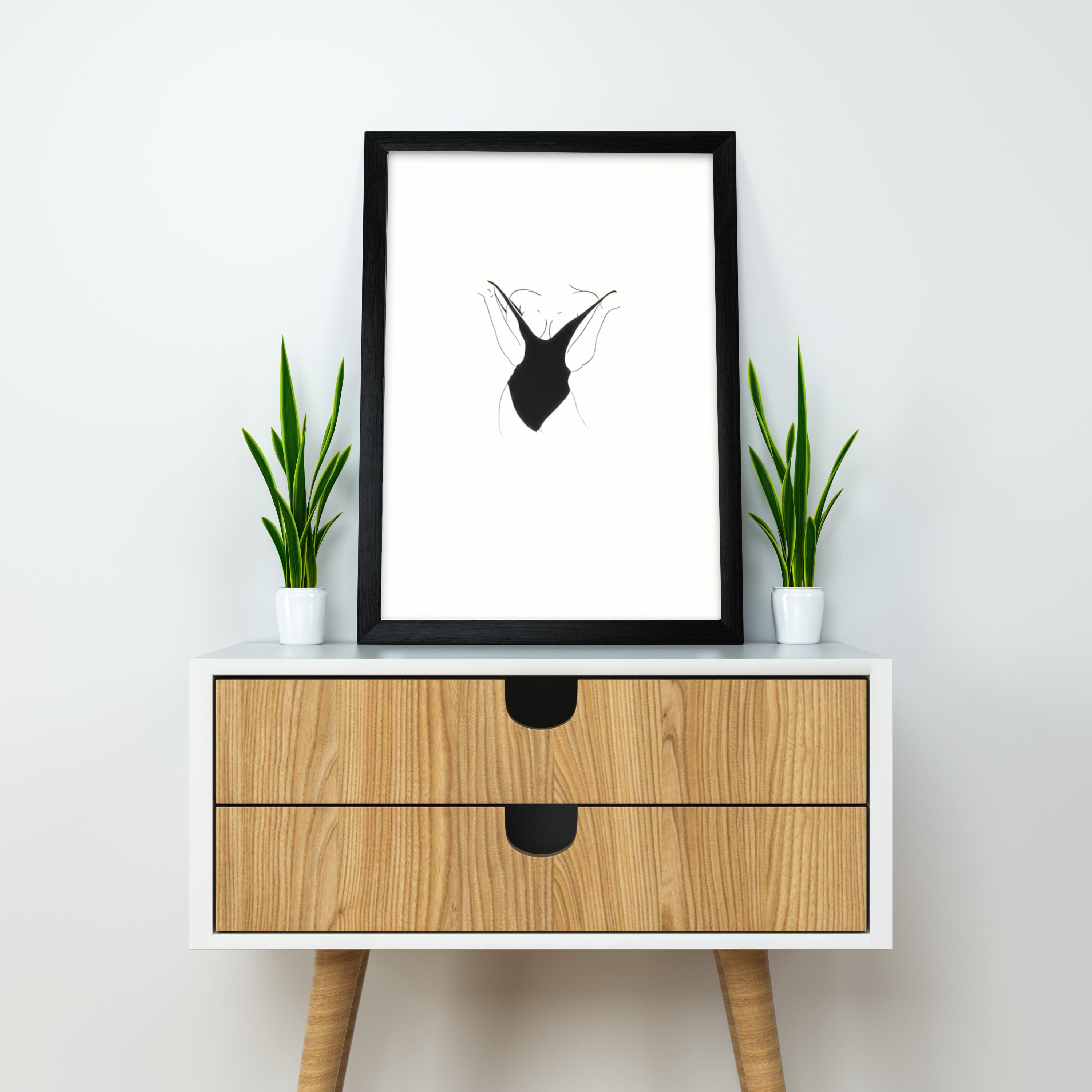 Bold & Feminine – Black Swimsuit Line Drawing Poster