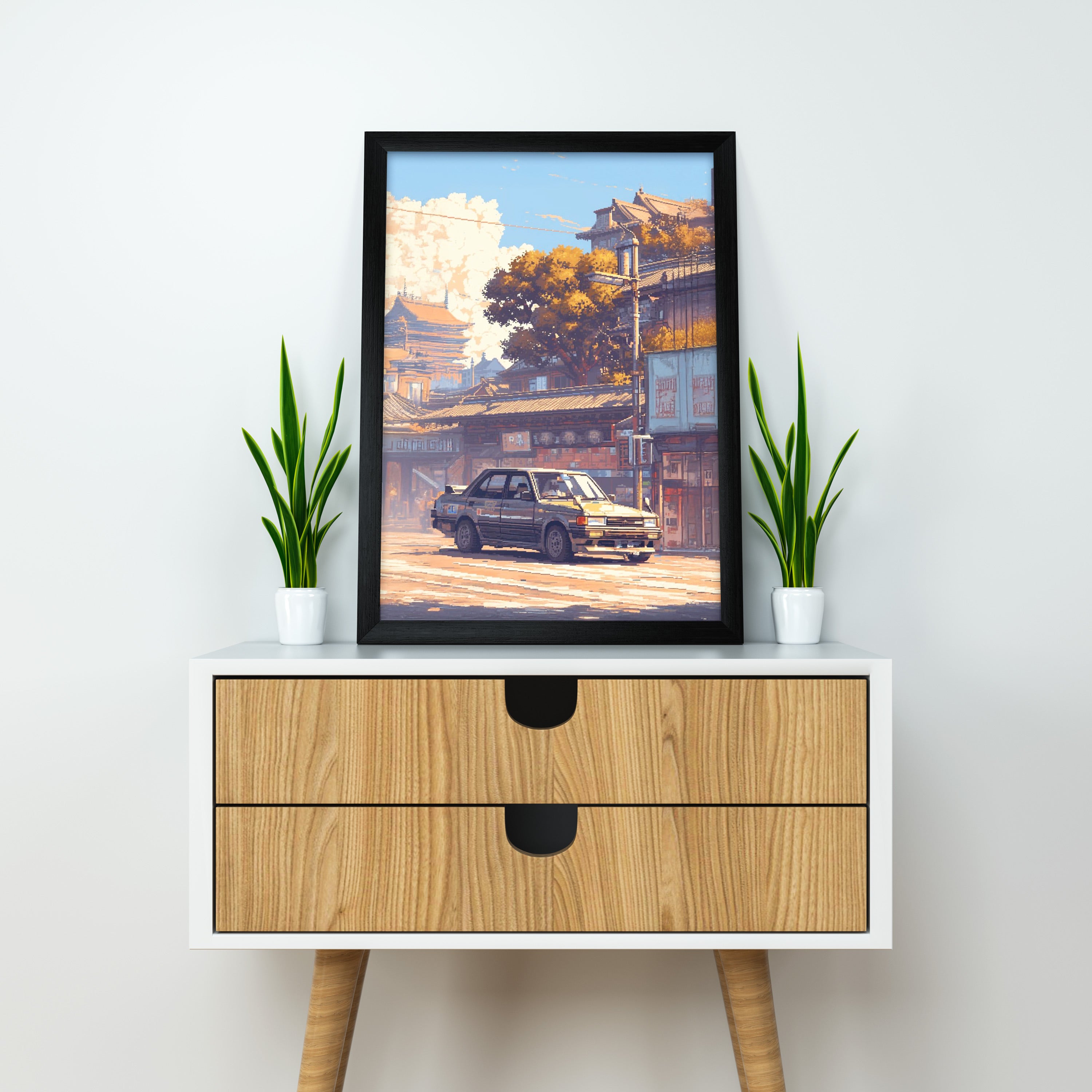 Toyota AE70 JDM Poster | Classic Japanese Car Wall Art | Vintage Street Scene
