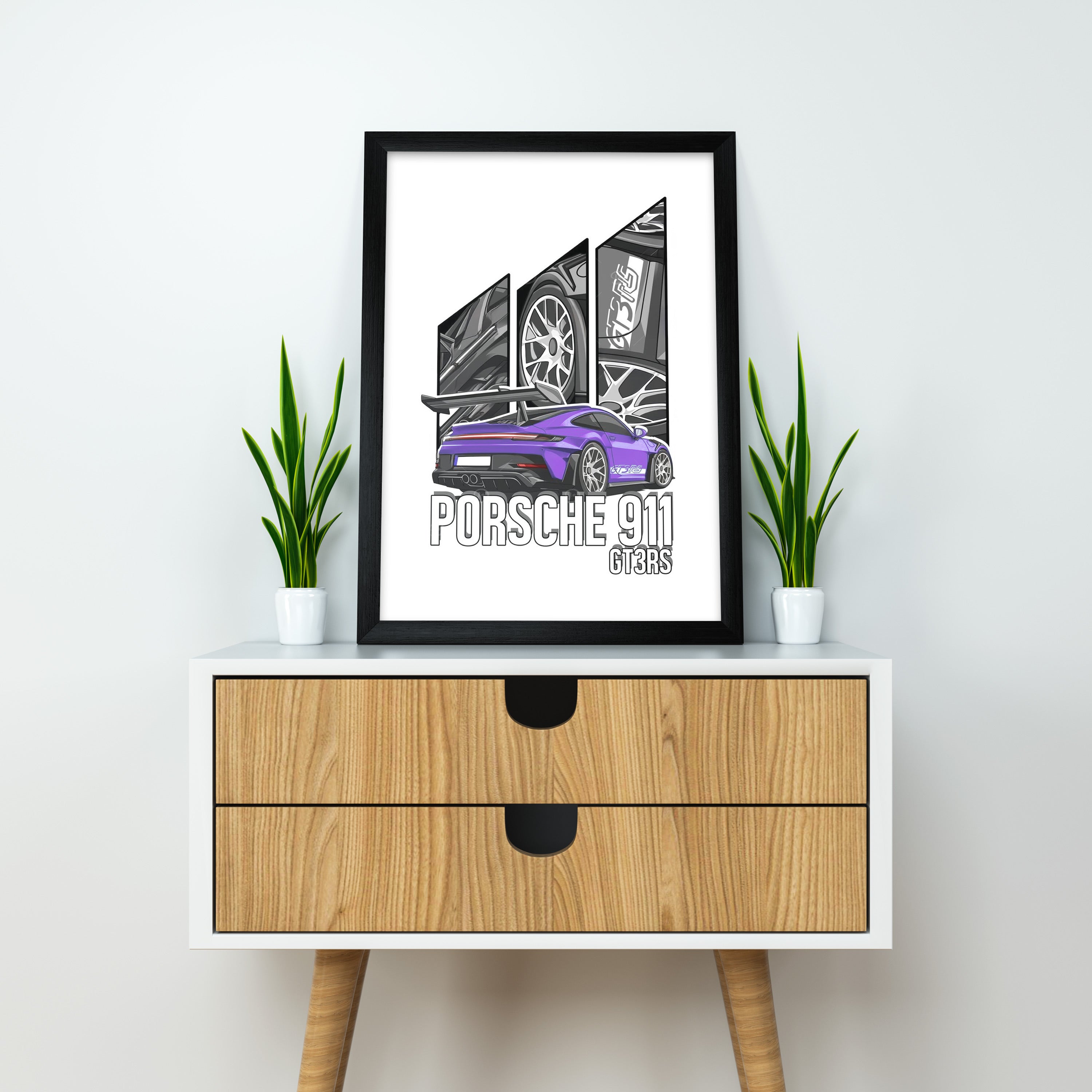 Porsche 911 GT3RS | Supercar Framed Poster | Car Framed Posters - Matt Black Frame
