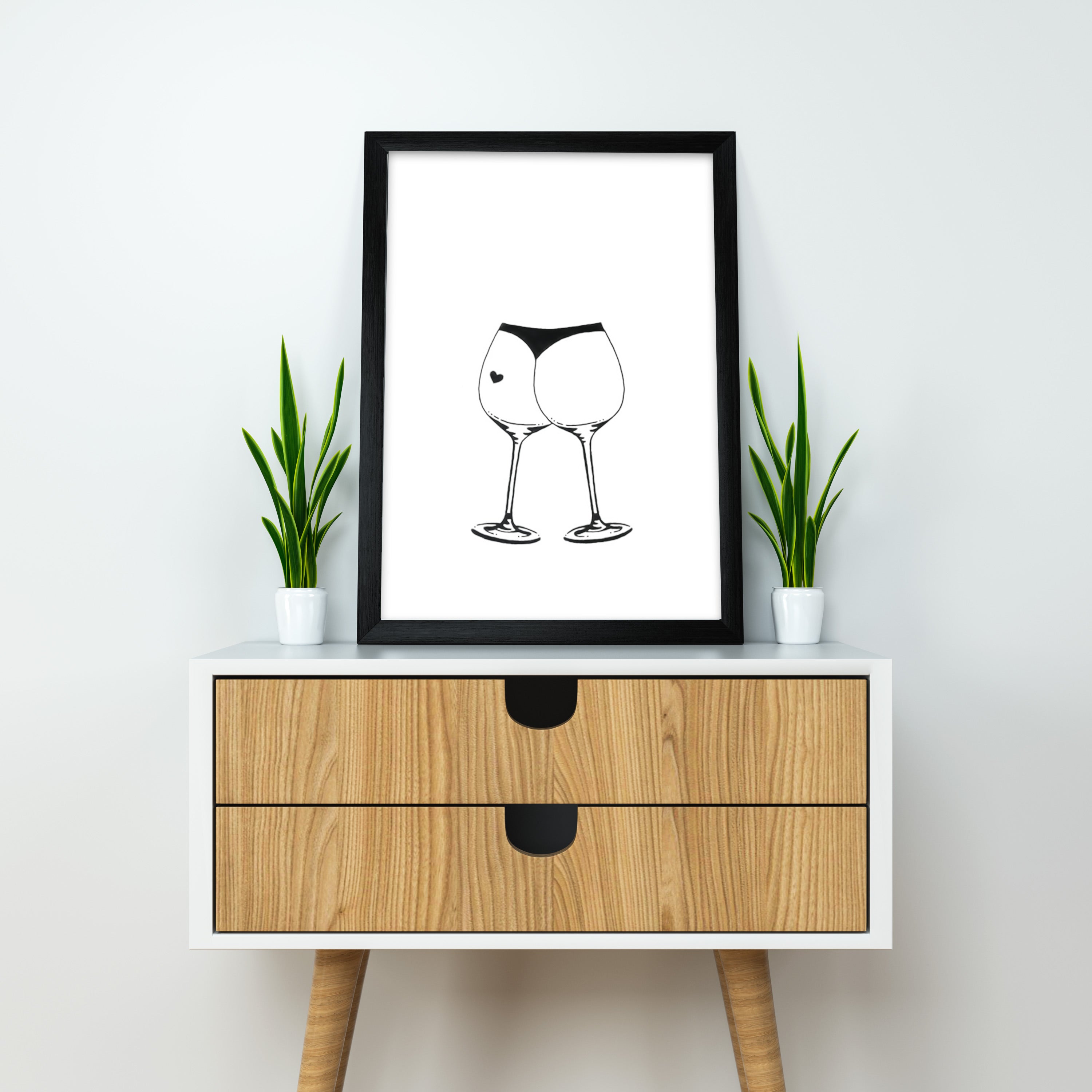 Cheers to Curves – Bold Black & White Wine-Inspired Poster