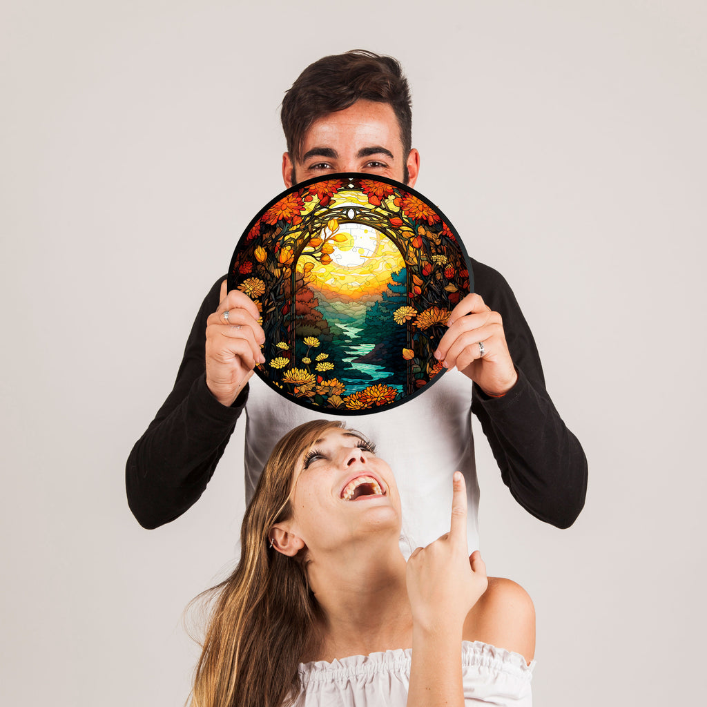 Jurojin Junction Circular Frame Jigsaw Puzzle for Couples  | Autumn Serenity” – 160-Piece Framable Circular Jigsaw Puzzle  for Adults & Kids above 15+ Years | Puzzle Games for Couples