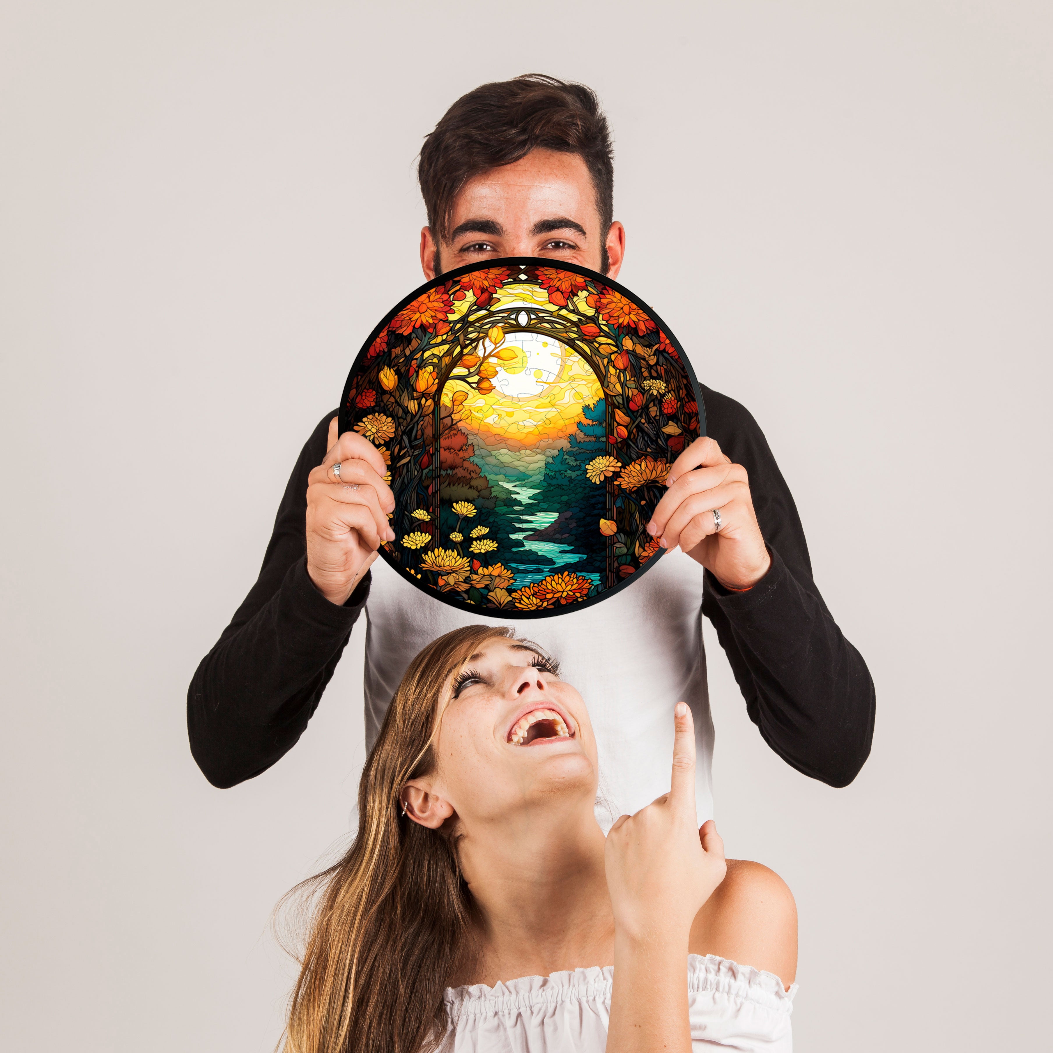 Jurojin Junction Circular Frame Jigsaw Puzzle for Couples  | Autumn Serenity” – 160-Piece Framable Circular Jigsaw Puzzle  for Adults & Kids above 15+ Years | Puzzle Games for Couples