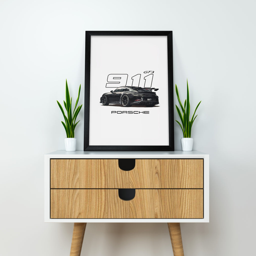 Porsche 911 | Car Framed Poster | Porsche  Framed Posters (Black Framed, Hot car)