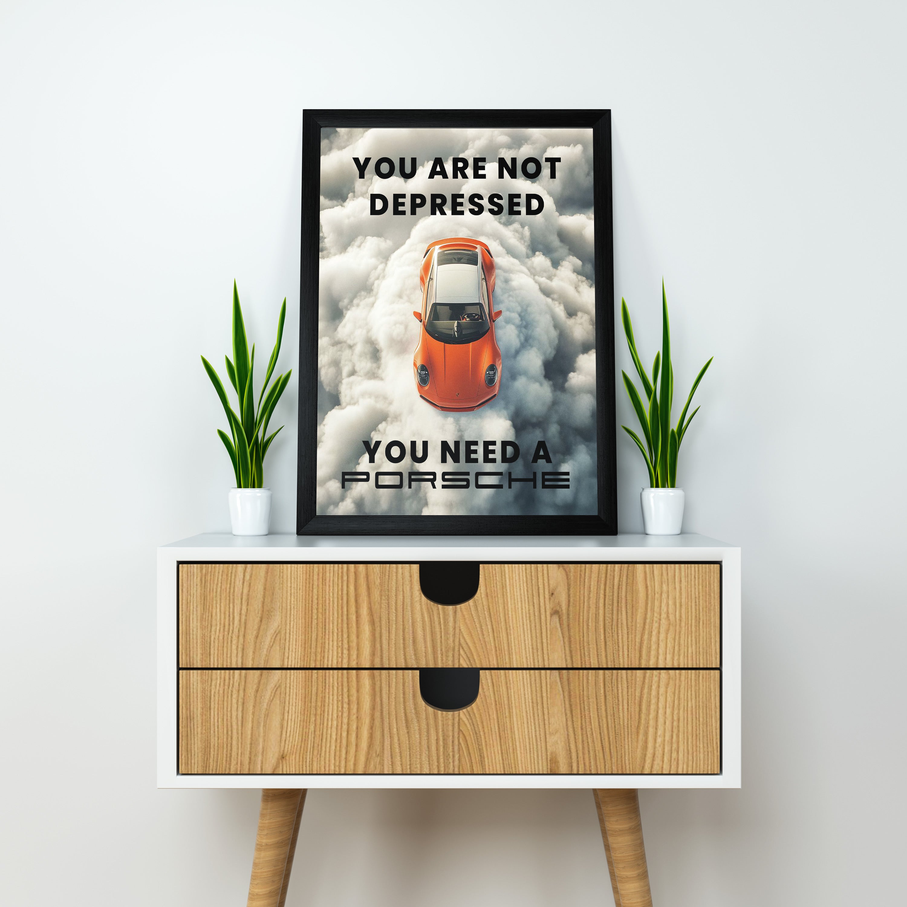 Porsche | Quote Car Framed Poster | Porsche 911 Framed Posters - Matt Black Frame (Black Framed, GTR Skyline)