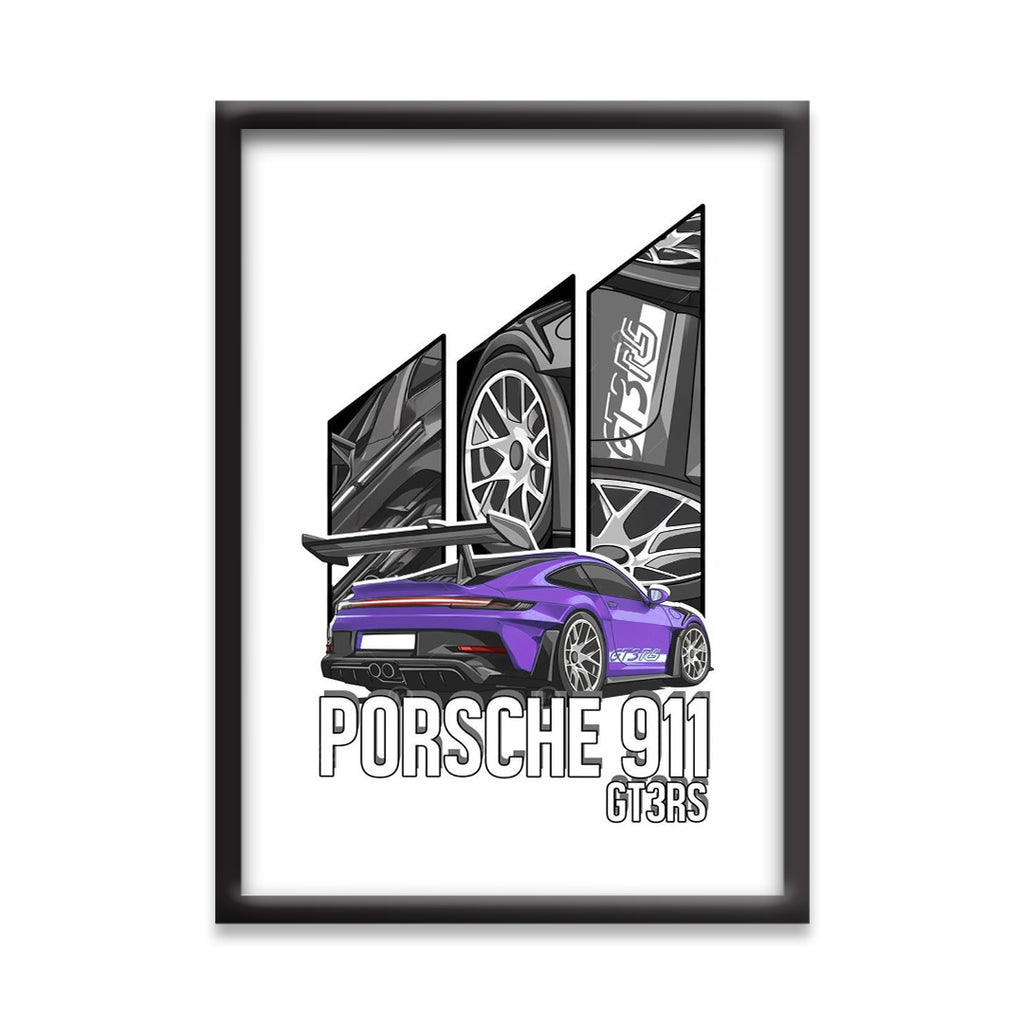 Porsche 911 GT3RS | Supercar Framed Poster | Car Framed Posters - Matt Black Frame