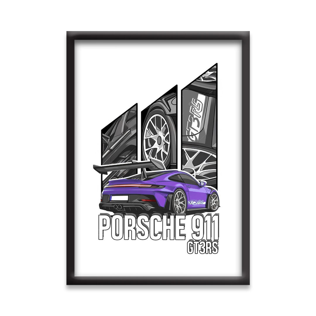 Porsche 911 GT3RS | Supercar Framed Poster | Car Framed Posters - Matt Black Frame