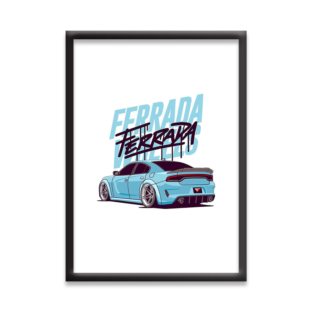 Ferrada Blue Dodge Charger Poster – JDM Car Wall Art | Dekorama Framed Wall Art |  Cars Framed Posters