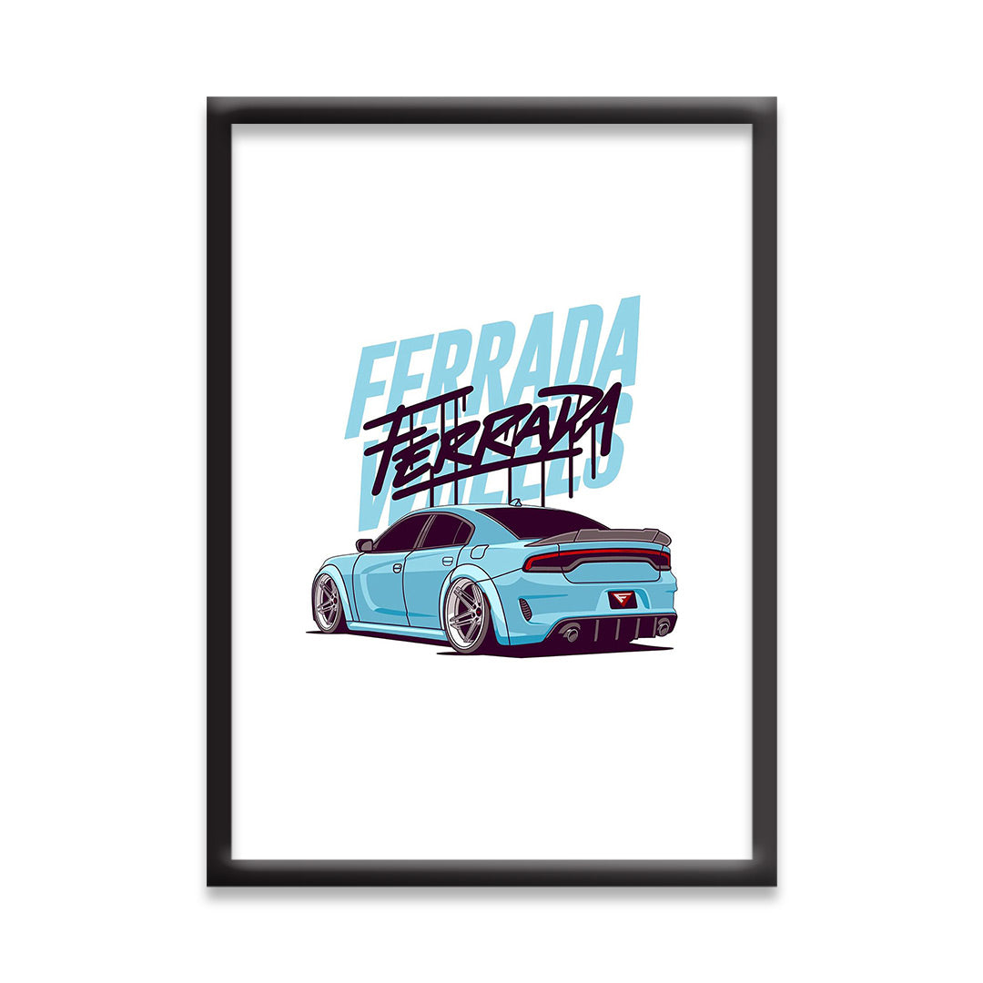 Ferrada Blue Dodge Charger Poster – JDM Car Wall Art | Dekorama Framed Wall Art |  Cars Framed Posters