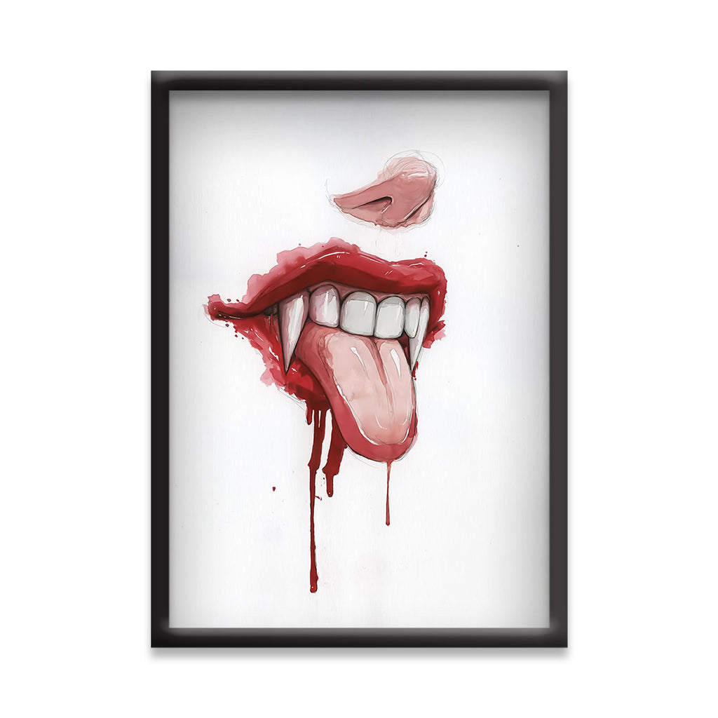 Savage Expression – Vampire Tongue Art Poster | Gothic Mouth Illustration