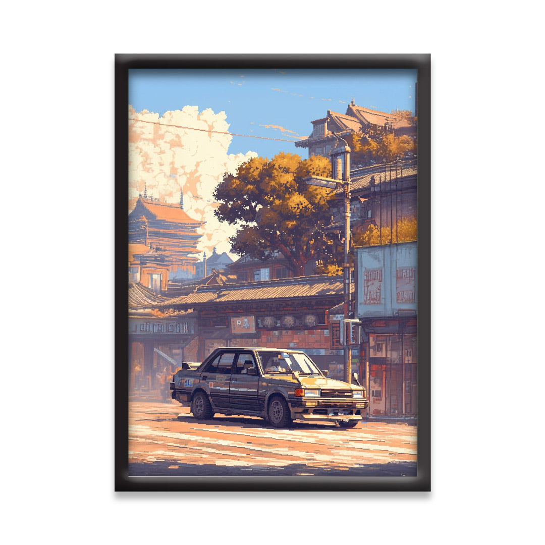 Toyota AE70 JDM Poster | Classic Japanese Car Wall Art | Vintage Street Scene