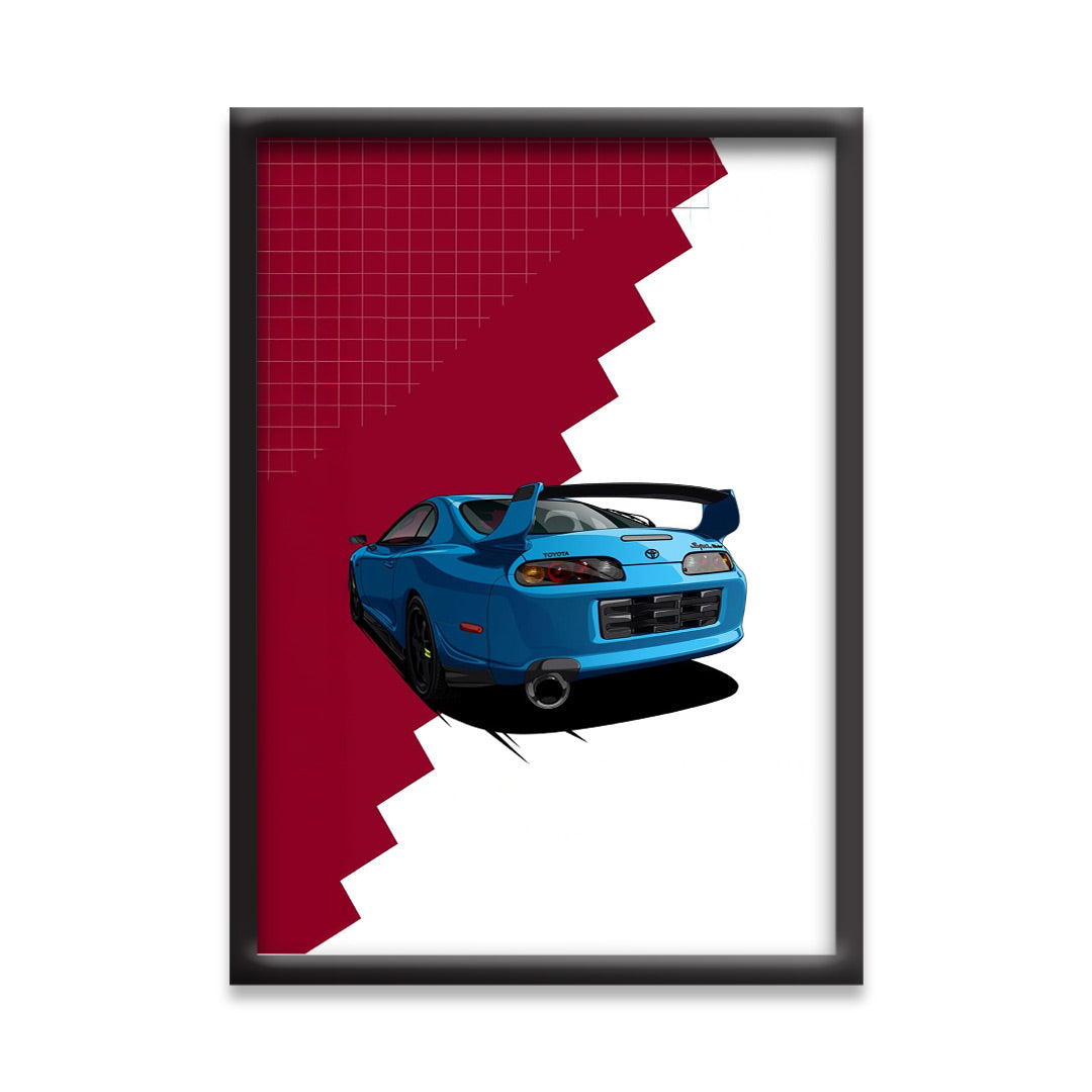 Toyota Supra | Car Framed Poster | Toyota Supra Framed Posters (Black Framed, Classic car)