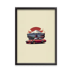 Datsun 240Z (Fairlady Z) Poster | Minimalist JDM Car | Wall Art with Mount Fuji & Pagoda Background