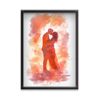Love in Bloom – Abstract Watercolor Couple Embrace Poster