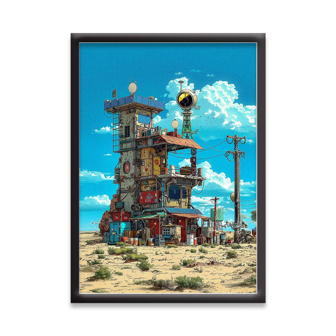 canvas wall art – futuristic with colorful buildings | Aesthetic Anime Scenery Wall Art Digital Reprint Painting  (With Frame)