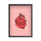 Wrapped in Love – Emotional Red Heart Illustration Poster | Unique Modern Love Wall Decor