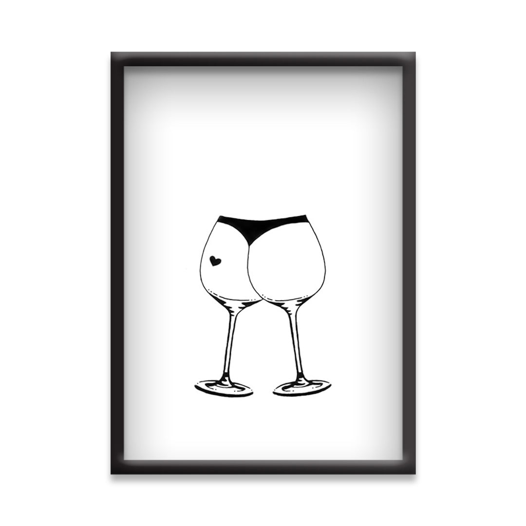 Cheers to Curves – Bold Black & White Wine-Inspired Poster