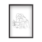 Tender Moment – Minimal Couple Illustration for Home Decor | Black & White Intimate Line
