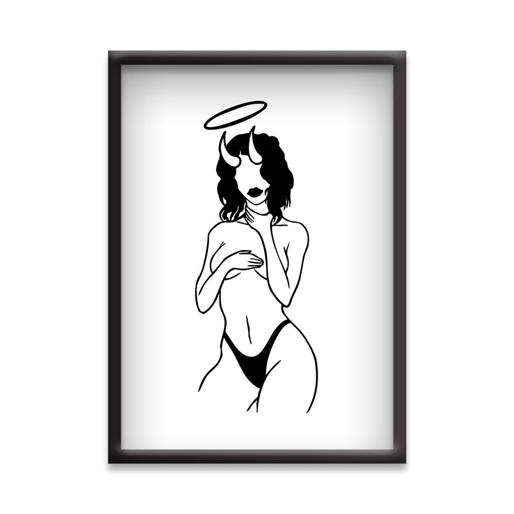 Angel & Demon – Bold Feminine Line Art Poster | Sexy Minimalist Wall Art