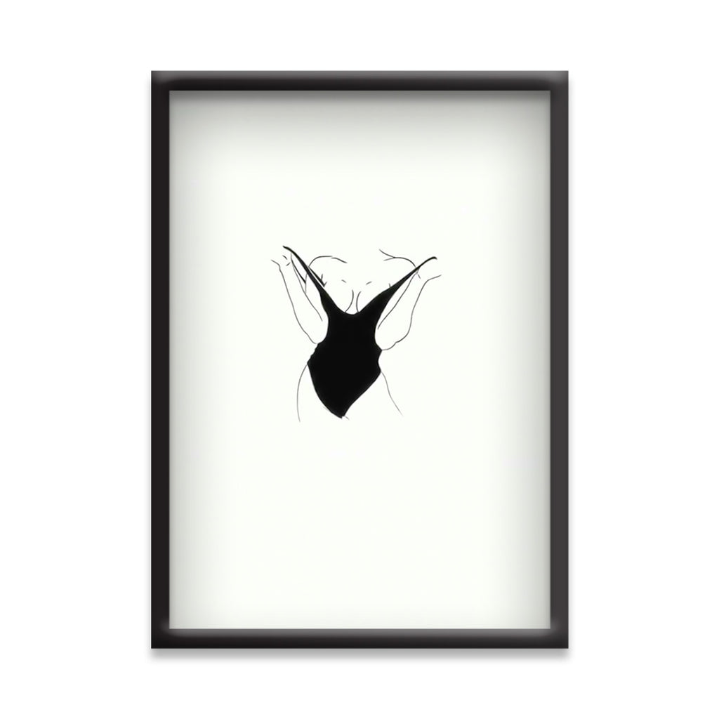 Bold & Feminine – Black Swimsuit Line Drawing Poster