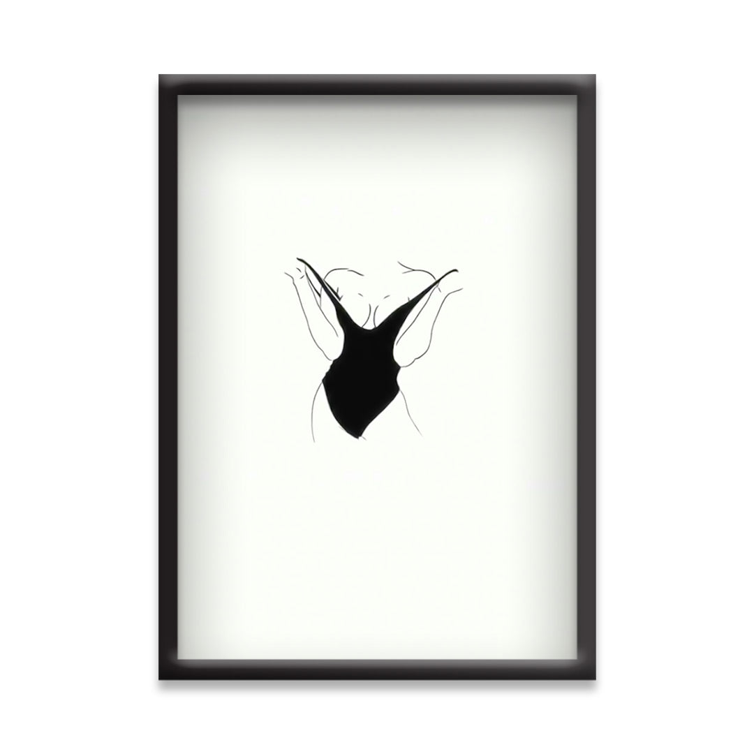 Bold & Feminine – Black Swimsuit Line Drawing Poster