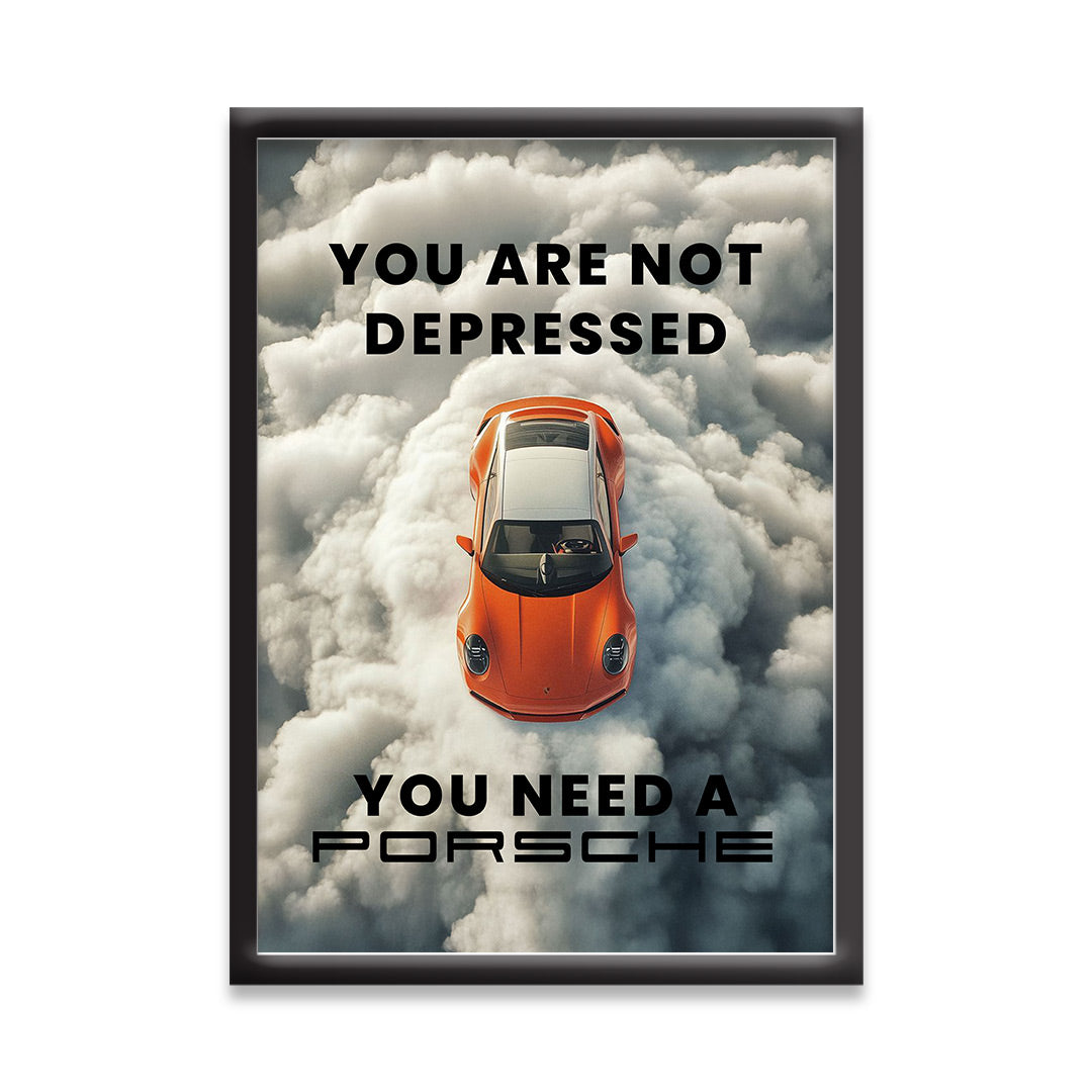 Porsche | Quote Car Framed Poster | Porsche 911 Framed Posters - Matt Black Frame (Black Framed, GTR Skyline)