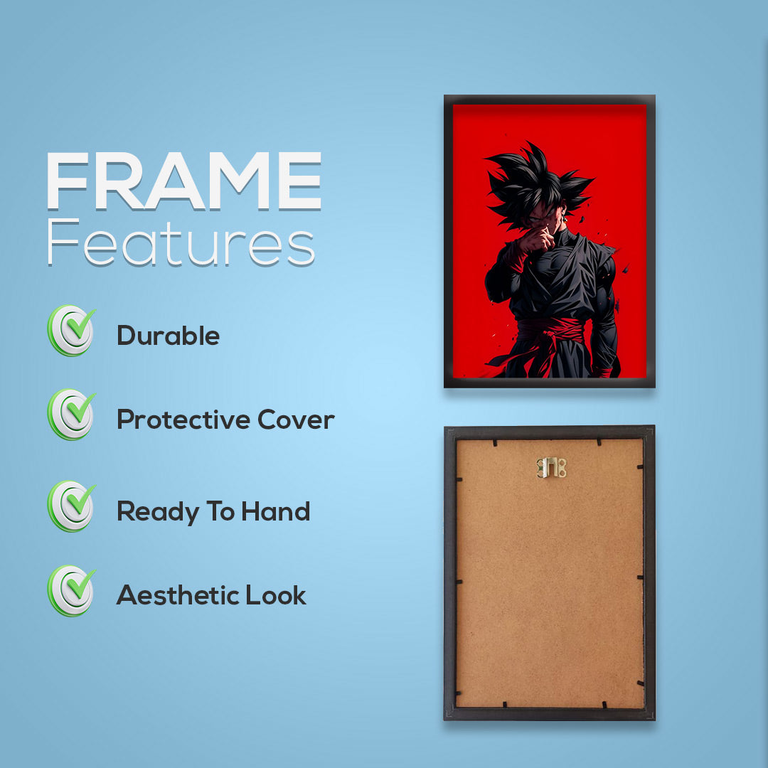 Dark Goku | Dekorama Framed Wall Art | Anime Wall Frames | Framed Paintings - Matt Black Frame (Black Framed)