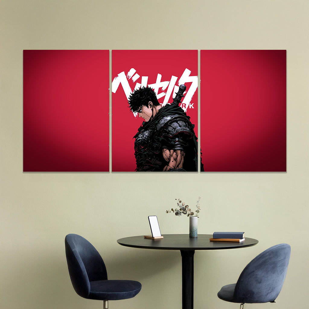 Berserk Guts | Split Wall Poster | Anime Canvas Art with Japanese Text