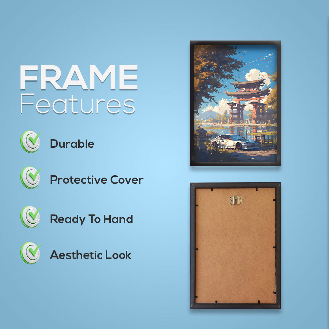 Japnese Pixel Art | Car Framed Poster | Nissan Silvia S13 Framed Posters | JDM Car
